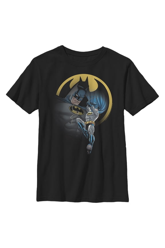 Boy's Batman Bat Signal Portrait Graphic Tee Black Medium