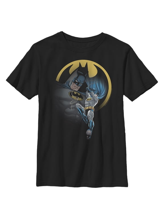 Boy's Batman Bat Signal Portrait Graphic Tee Black Medium