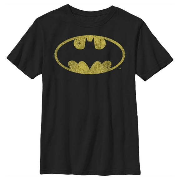 Boy's Batman Logo Retro Caped Crusader Graphic Tee Black Small