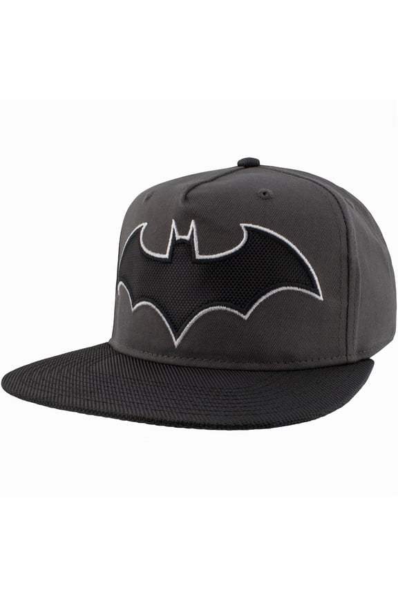 Boy's Batman Snapback Hat with Woven Batman Emblem and Flat Bill