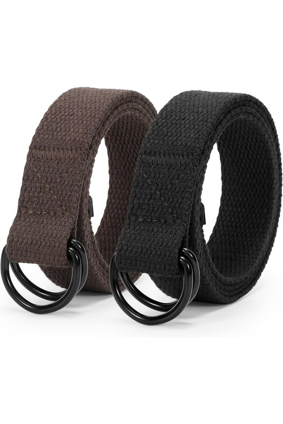 Boy's Belt Kids Canvas Web Belt Football Belt with Double D-ring Buckle Back to School Gift