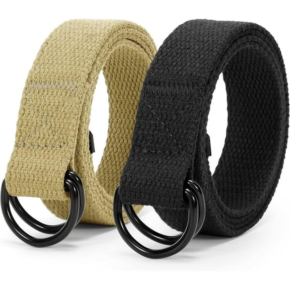 Boy's Belt Kids Canvas Web Belt Football Belt with Double D-ring Buckle Back to School Gift