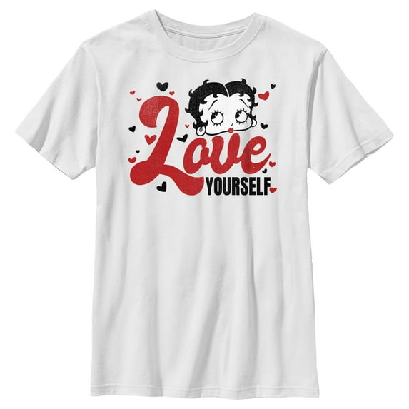 Boy's Betty Boop Love Yourself Graphic Tee White Large
