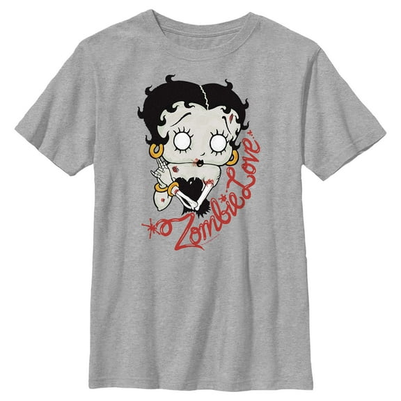 Boy's Betty Boop Valentine's Day Zombie Love  Graphic Tee Athletic Heather X Large