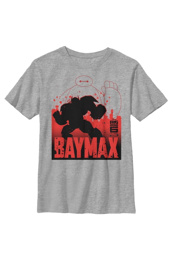Boy's Big Hero 6 Baymax City Outline Graphic Tee Athletic Heather X Large