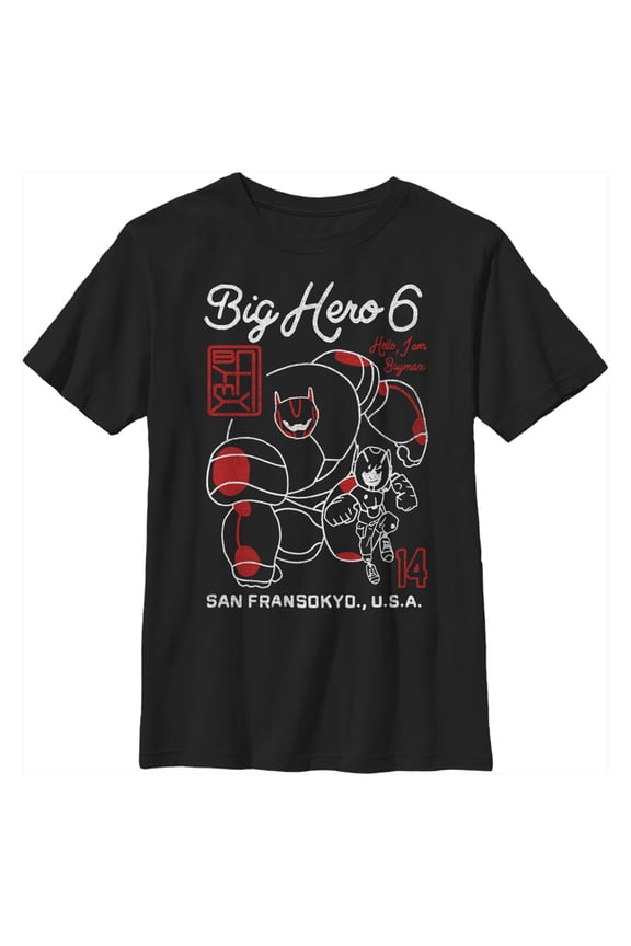 Boy's Big Hero 6 Hello Heroes Graphic Tee Black Large