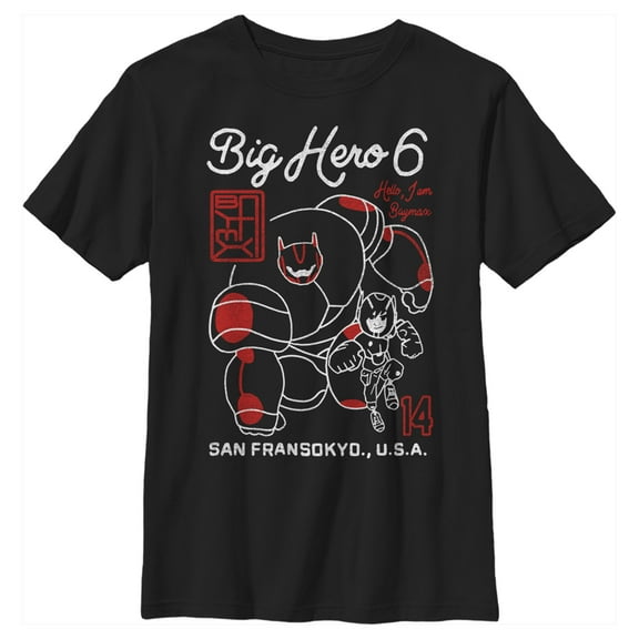 Boy's Big Hero 6 Hello Heroes  Graphic Tee Black Medium