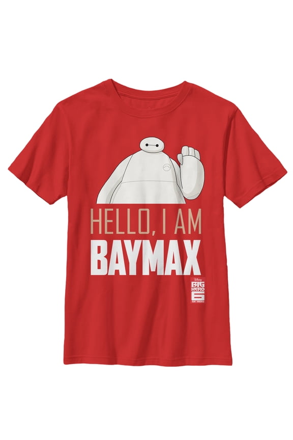 Boy's Big Hero 6 Hello, I Am Baymax Graphic Tee Red X Large