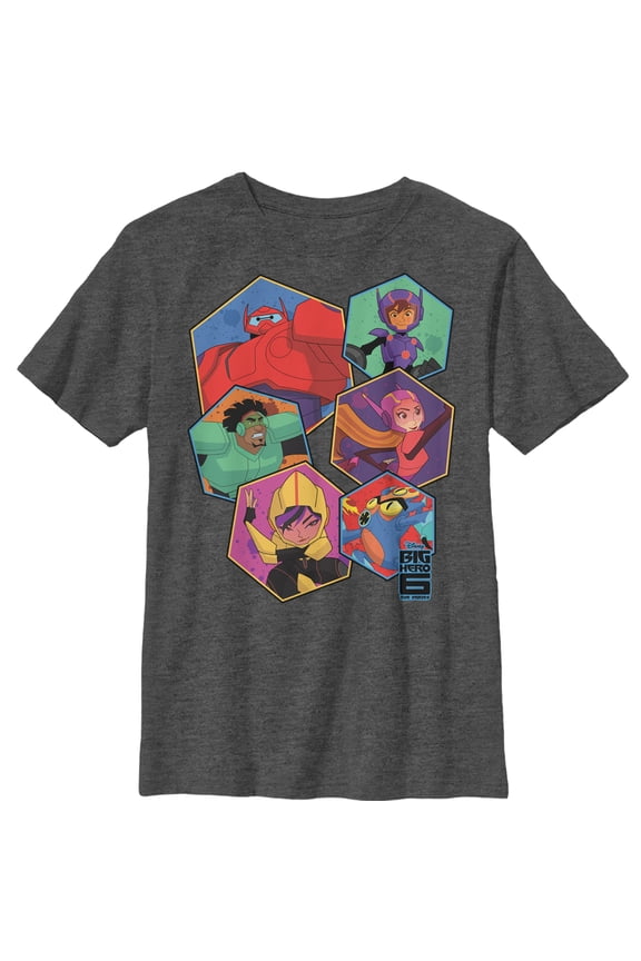 Boy's Big Hero 6 Hero Hexagon Graphic Tee Charcoal Heather Small