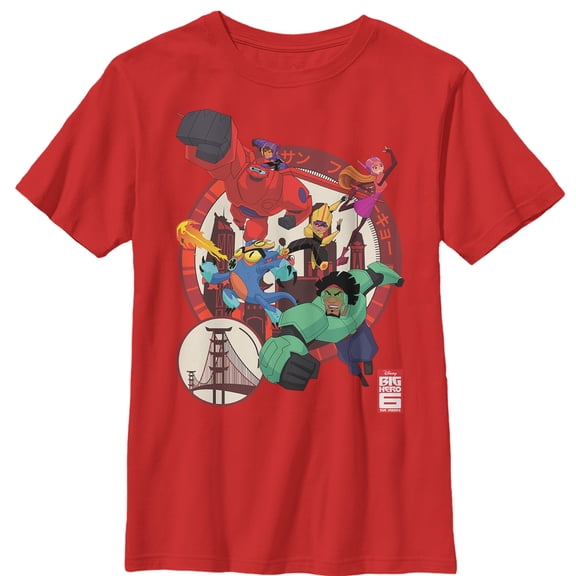Boy's Big Hero 6 Hero Team Circle Graphic Tee Red Medium