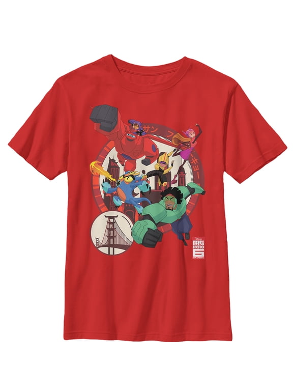 Boy's Big Hero 6 Hero Team Circle Graphic Tee Red Medium