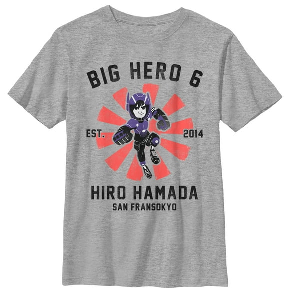 Boy's Big Hero 6 Hiro Hamada Portrait Graphic Tee Athletic Heather Large