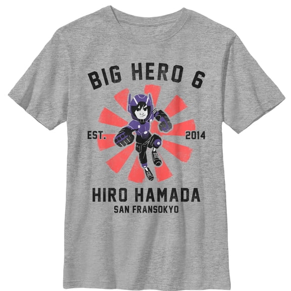Boy's Big Hero 6 Hiro Hamada Portrait Graphic Tee Athletic Heather Small