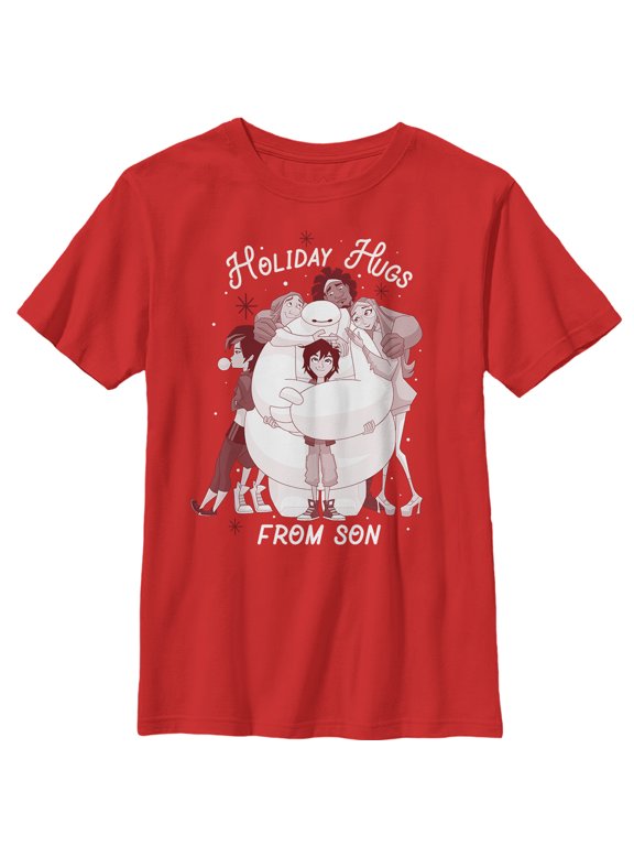 Boy's Big Hero 6 Holiday Hugs From Son Graphic Tee Red Large