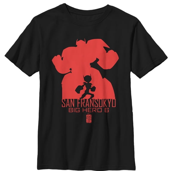 Boy's Big Hero 6 Partner Silhouette Graphic Tee Black Medium