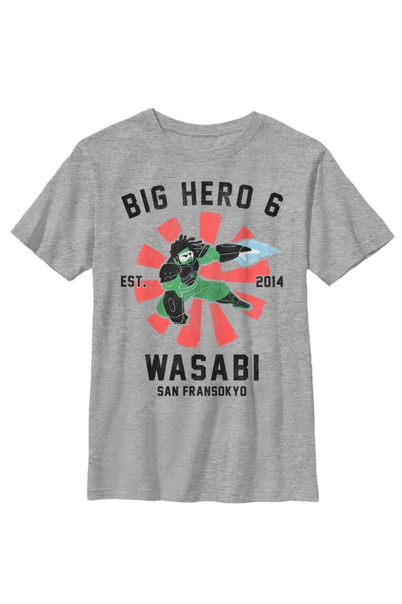 Boy's Big Hero 6 Wasabi Portrait  Graphic Tee Athletic Heather Small
