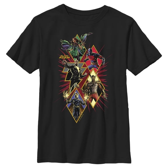Boy's Black Adam Justice Shapes and Bolts Graphic Tee Black Large