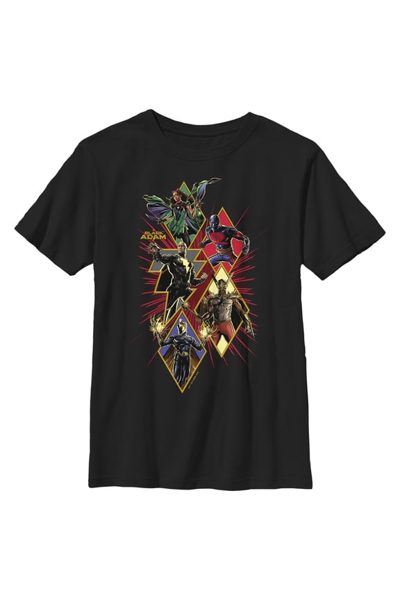 Boy's Black Adam Justice Shapes and Bolts Graphic Tee Black Medium
