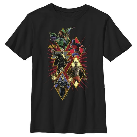 Boy's Black Adam Justice Shapes and Bolts  Graphic Tee Black X Large
