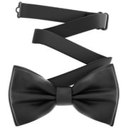 Boys Black Bow Tie Pre-Tied Style Formal Satin Classic Bowtie for Tuxedo Faux Silk, by Adam Young Medium, Black