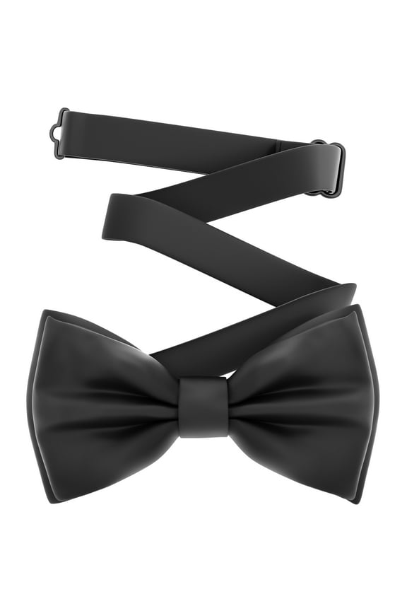Boy's Black Bow Tie Pre-Tied Style Formal Satin Classic Bowtie for Tuxedo Faux Silk, by Adam Young (Medium, Black)