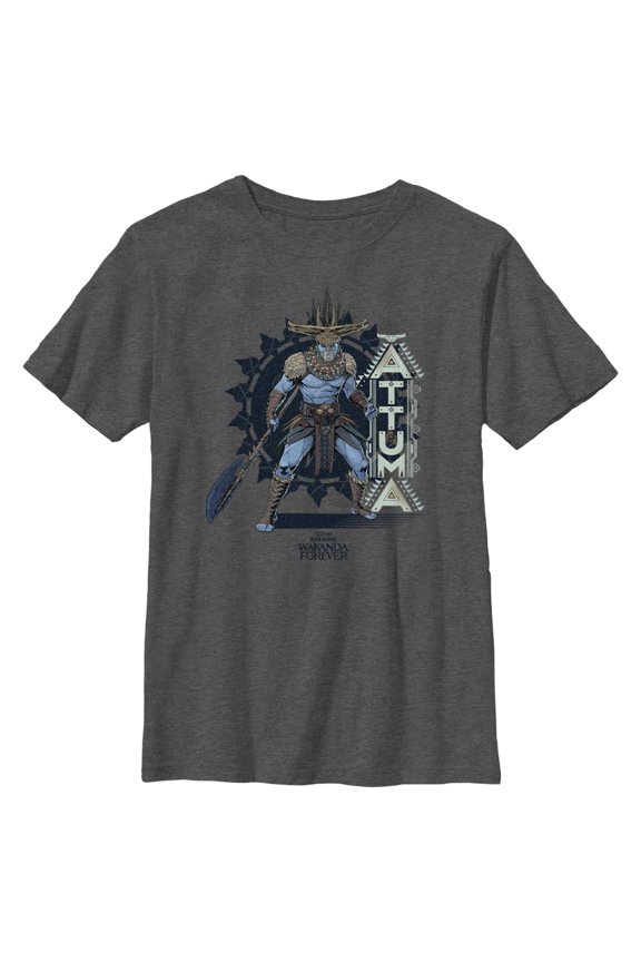 Boy's Black Panther: Wakanda Forever Attuma Portrait Graphic Tee Charcoal Heather Medium