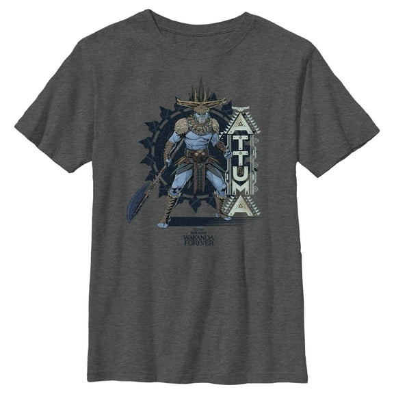 Boy's Black Panther: Wakanda Forever Attuma Portrait  Graphic Tee Charcoal Heather X Large