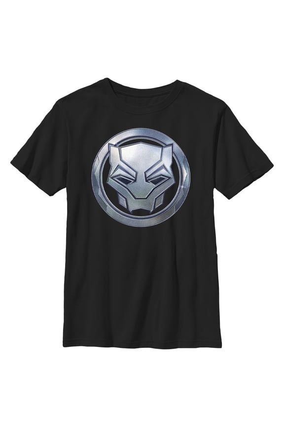 Boy's Black Panther: Wakanda Forever Metallic Panther Icon Graphic Tee Black Large
