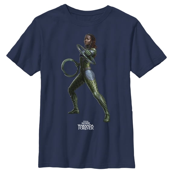 Boy's Black Panther: Wakanda Forever Nakia Rings Graphic Tee Navy Blue Small