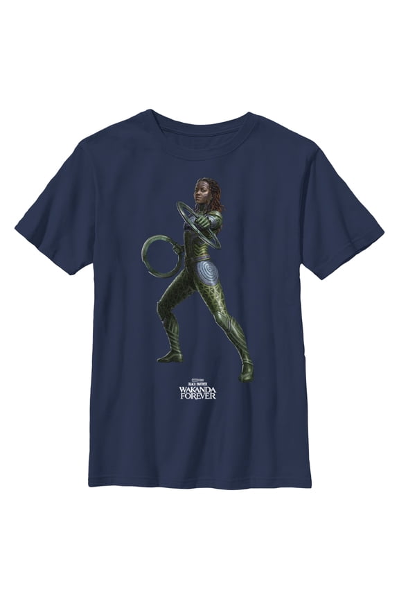 Boy's Black Panther: Wakanda Forever Nakia Rings  Graphic Tee Navy Blue X Large