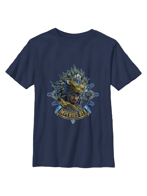 Boy's Black Panther: Wakanda Forever Namor Imperius Rex Portrait Graphic Tee Navy Blue Medium