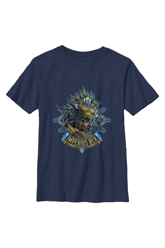 Boy's Black Panther: Wakanda Forever Namor Imperius Rex Portrait Graphic Tee Navy Blue Small