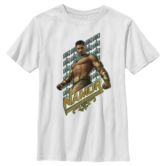 Boy's Black Panther: Wakanda Forever Namor Portrait  Graphic Tee White Medium