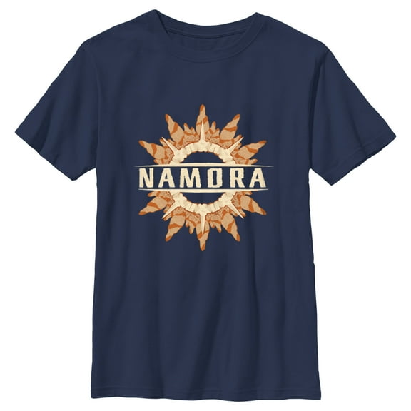 Boy's Black Panther: Wakanda Forever Namora Logo  Graphic Tee Navy Blue Medium