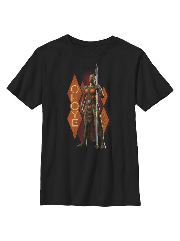 Boy's Black Panther: Wakanda Forever Okoye Pattern Graphic Tee Black Large