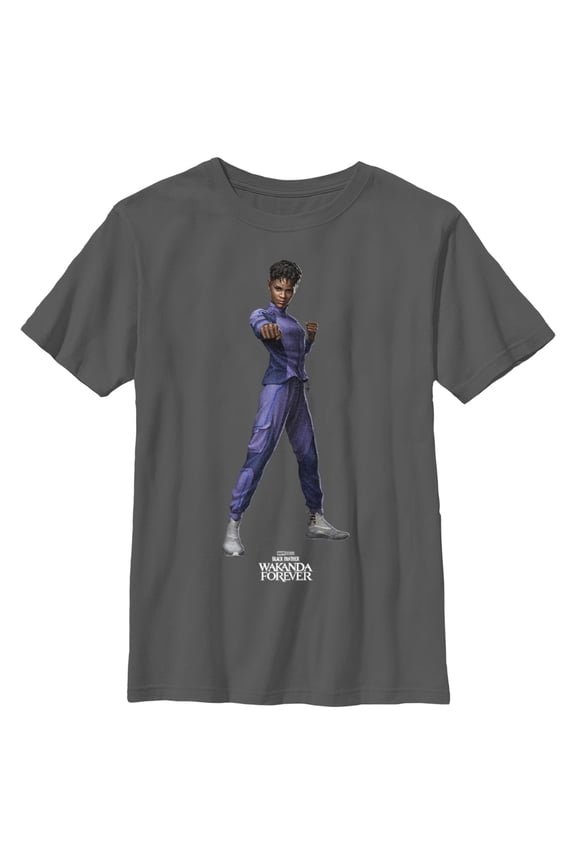 Boy's Black Panther: Wakanda Forever Shuri Action Pose Graphic Tee Charcoal Large