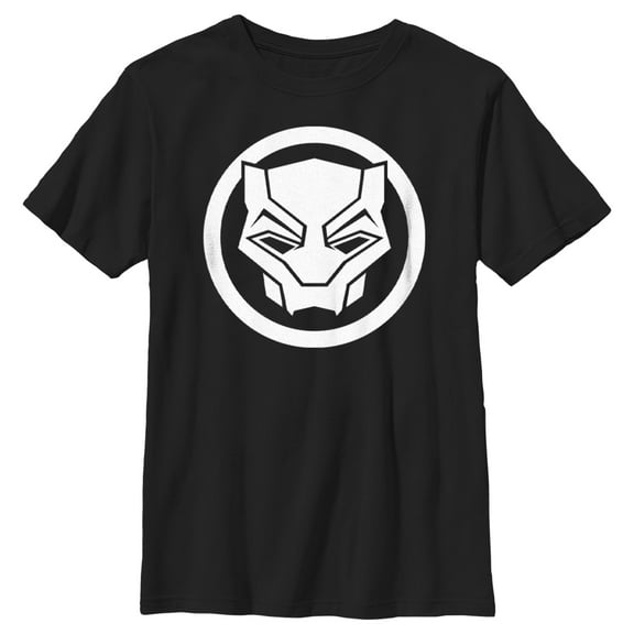 Boy's Black Panther: Wakanda Forever White Panther Icon  Graphic Tee Black Large