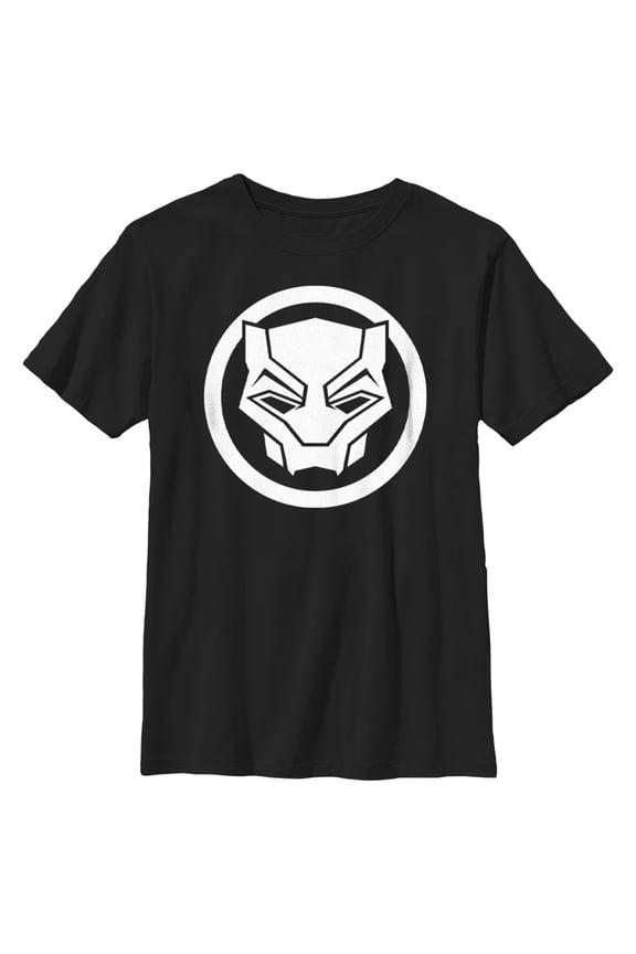Boy's Black Panther: Wakanda Forever White Panther Icon  Graphic Tee Black Medium