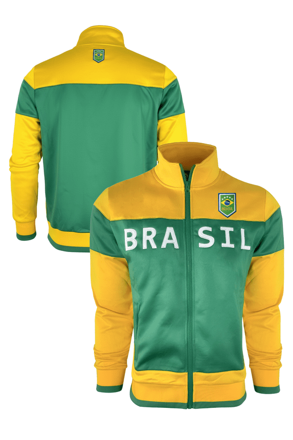 Brazil Track Jacket, Yellow/Green Stripes, 100% Poly, YS-XXL