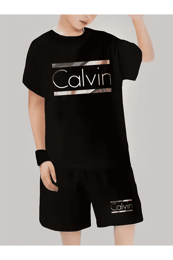 Boy's C-Print Outfit Set, T-Shirt & Shorts