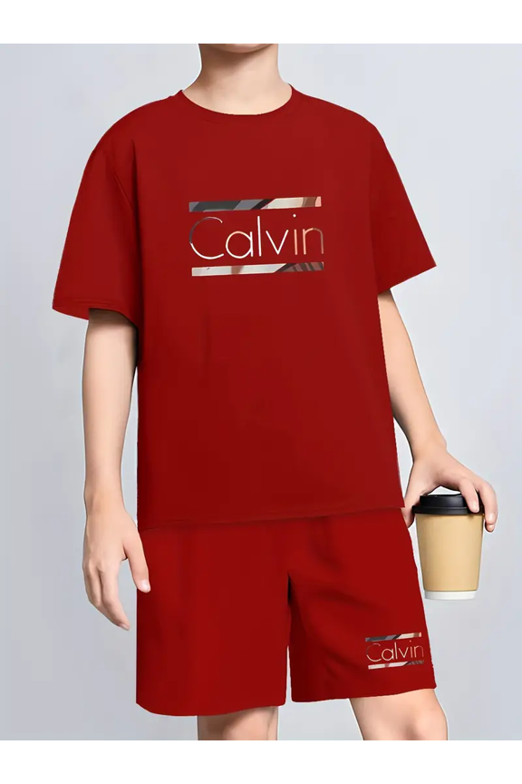 Boy's C-Print Outfit Set, T-Shirt & Shorts