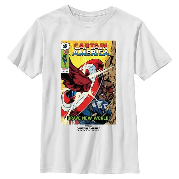 Boy's Captain America: Brave New World Shield Comic Book Cover  Graphic T-Shirt