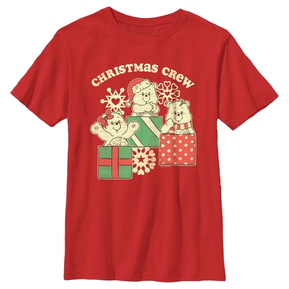 Boy's Care Bears Distressed Christmas Crew Graphic Tee Red X Large