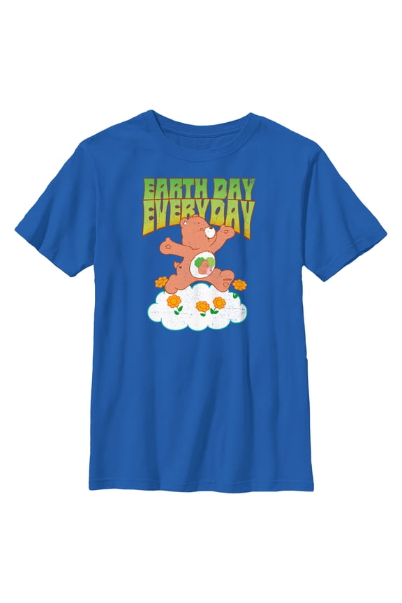 Boy's Care Bears Earth Day Everyday Forest Friend Bear Graphic Tee Royal Blue Medium