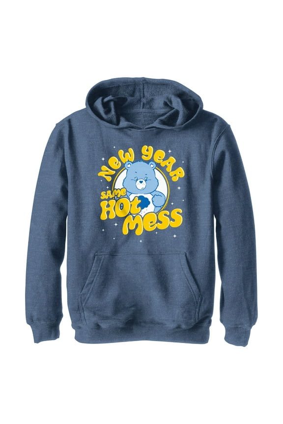 Boy's Care Bears Grumpy Bear New Year Same Hot Mess Pull Over Hoodie