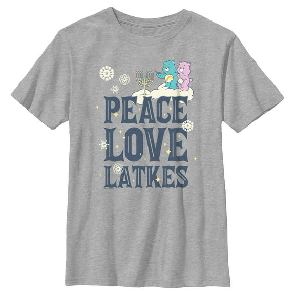 Boy's Care Bears Hanukkah Peace Love Latkes  Graphic T-Shirt