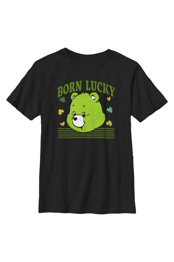 Boy's Care Bears St. Patrick's Day Good Luck Bear Born Lucky Graphic Tee Black X Small