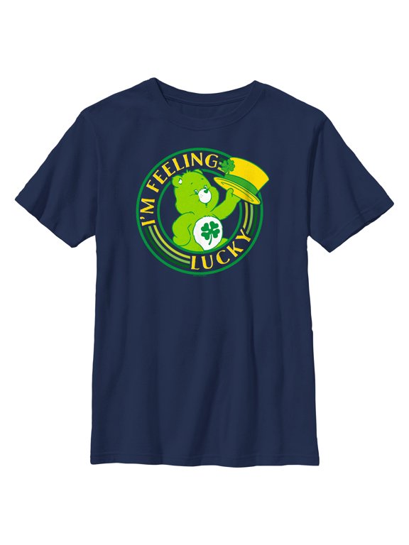 Boy's Care Bears St. Patrick’s Day I’m Feeling Lucky Graphic Tee Navy Blue Medium