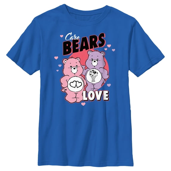 Boy's Care Bears Valentine's Day Love-a-Lot Bear and Share Bear Love Graphic Tee Royal Blue Small