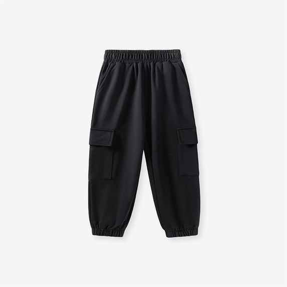 Boy's Cargo Joggers Pants Girls Black Pants Classic Fit Elastic Waist Shorts Hiking Gear Teen Clothes for Girls Ages 3T